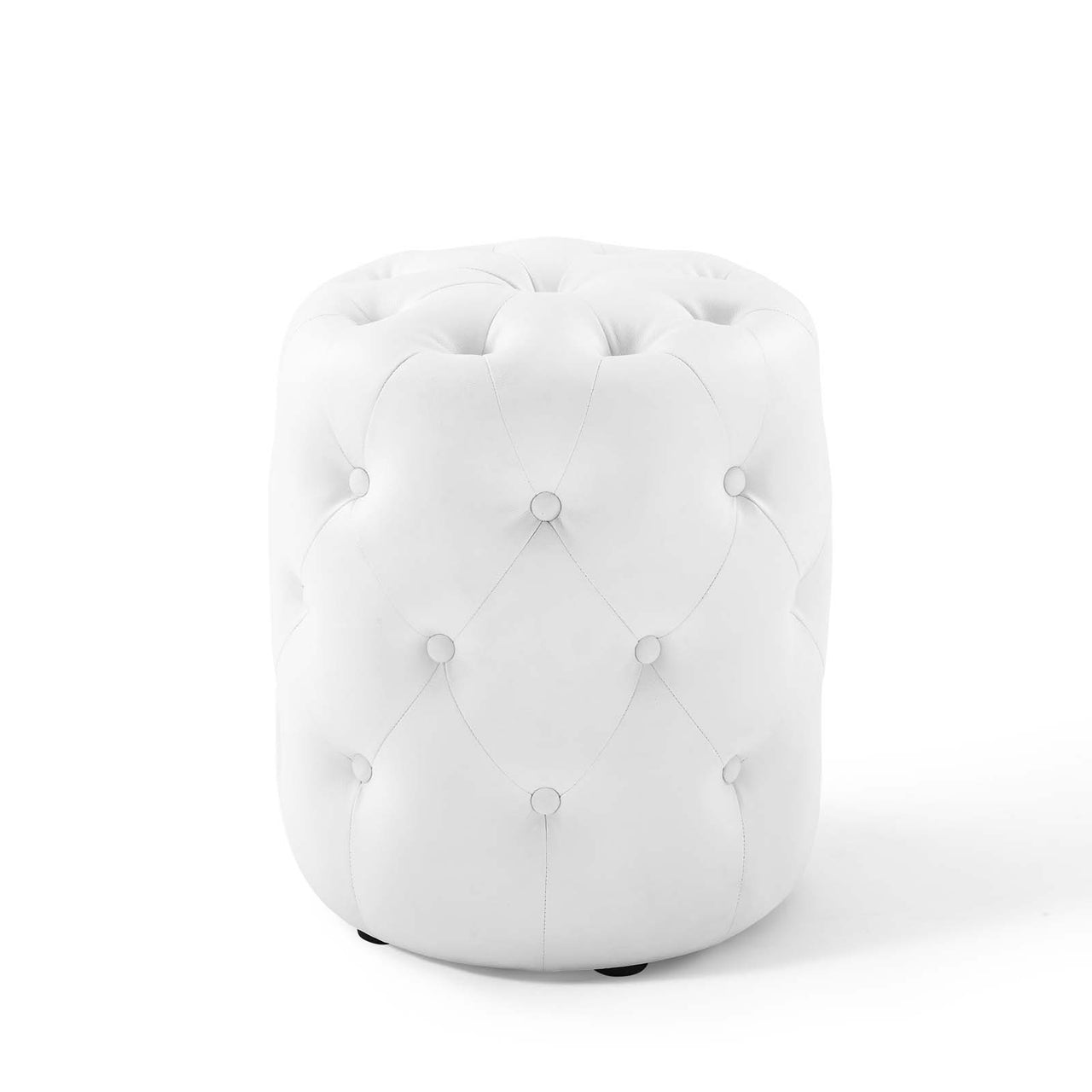 Love Round Faux Leather Ottoman, White