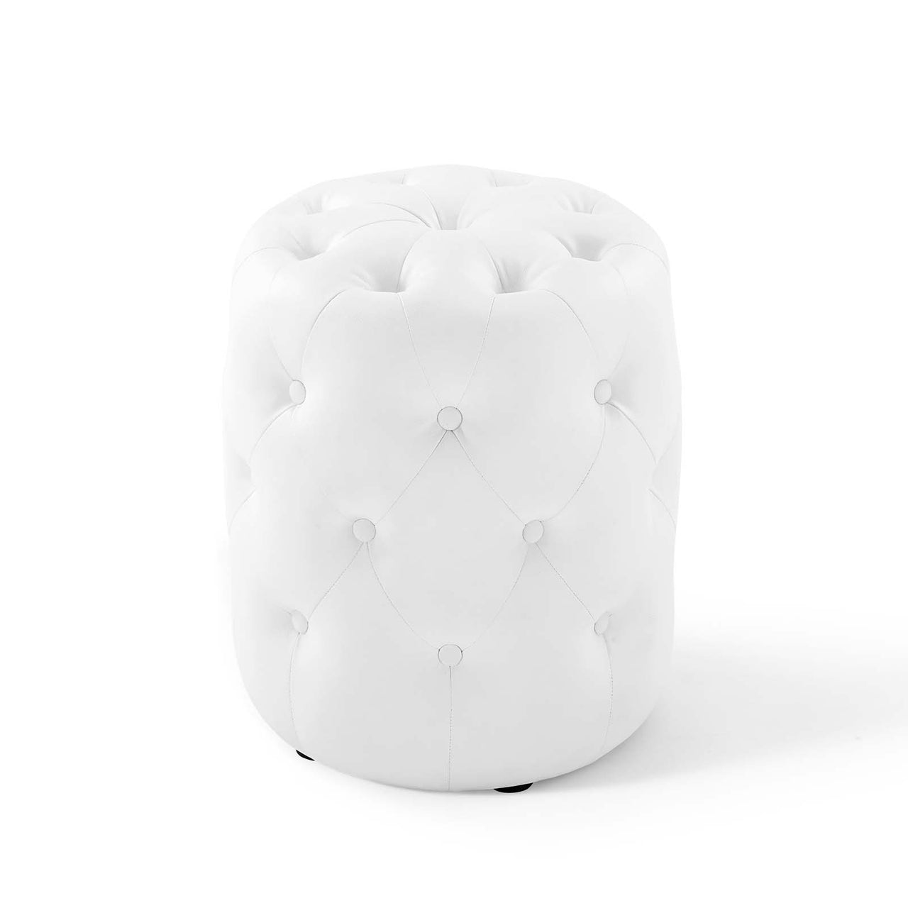 Love Round Faux Leather Ottoman, White