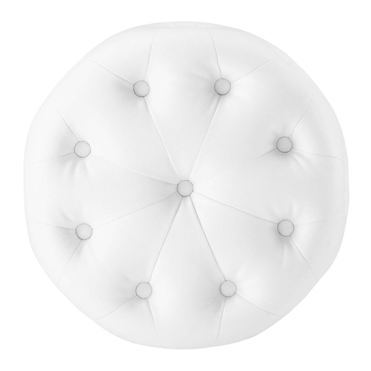 Love Round Faux Leather Ottoman, White