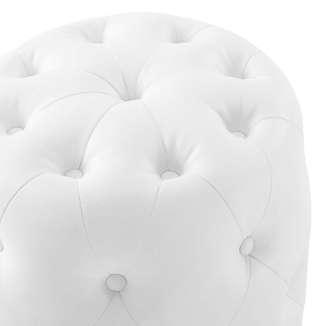 Love Round Faux Leather Ottoman, White