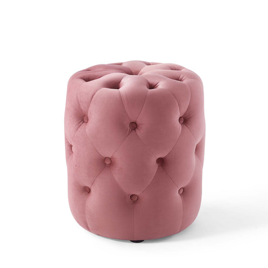 Love Round Velvet Ottoman, Small, Dusty Rose