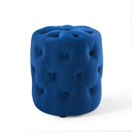 Love Round Velvet Ottoman, Small, Navy
