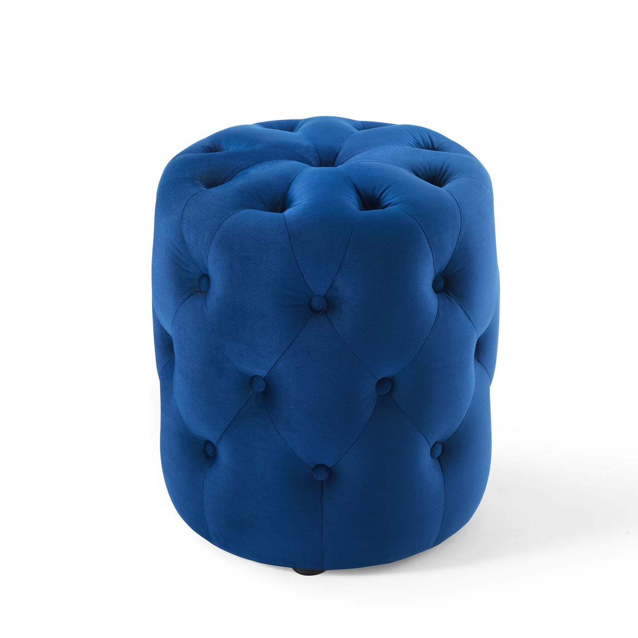 Love Round Velvet Ottoman, Small, Navy