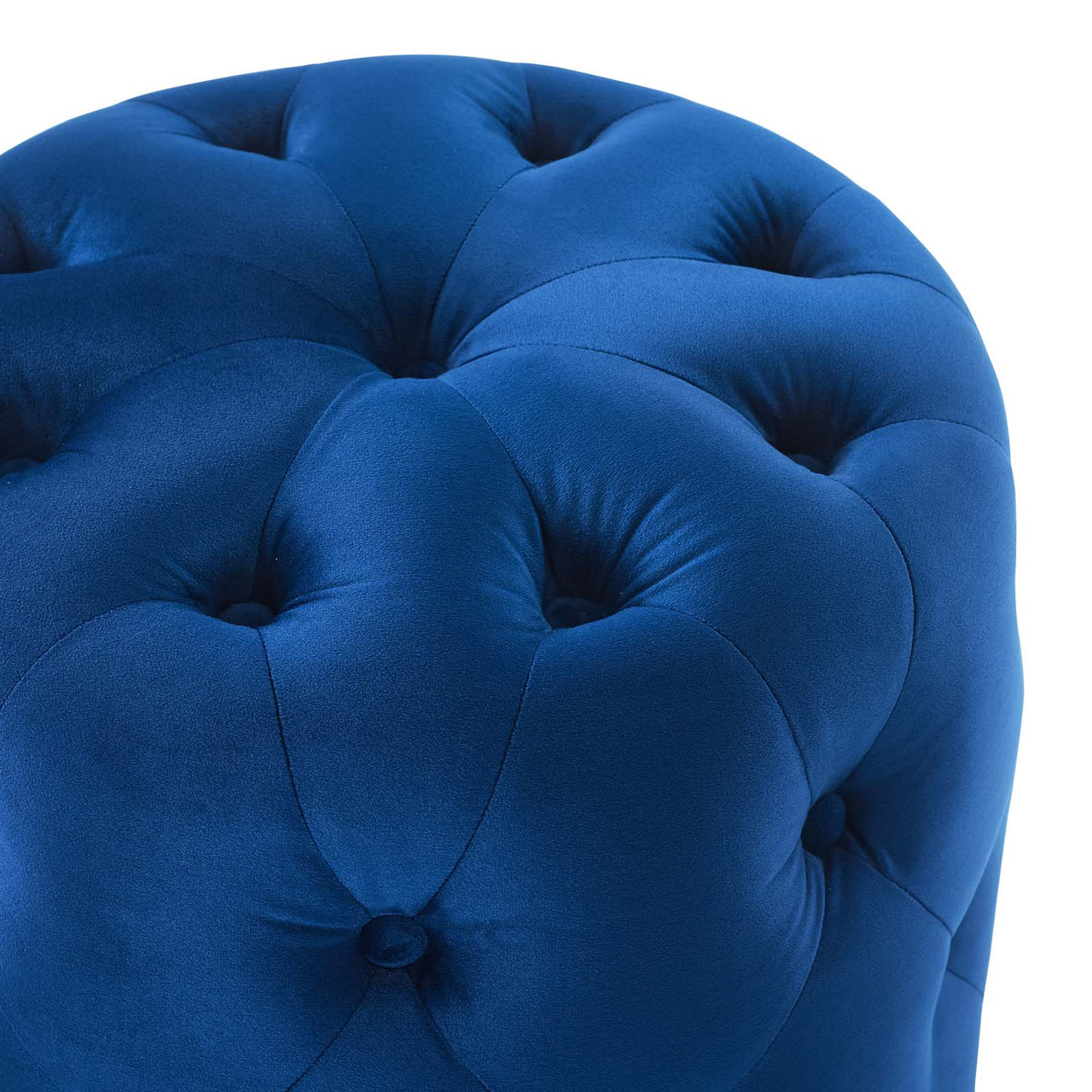Love Round Velvet Ottoman, Small, Navy