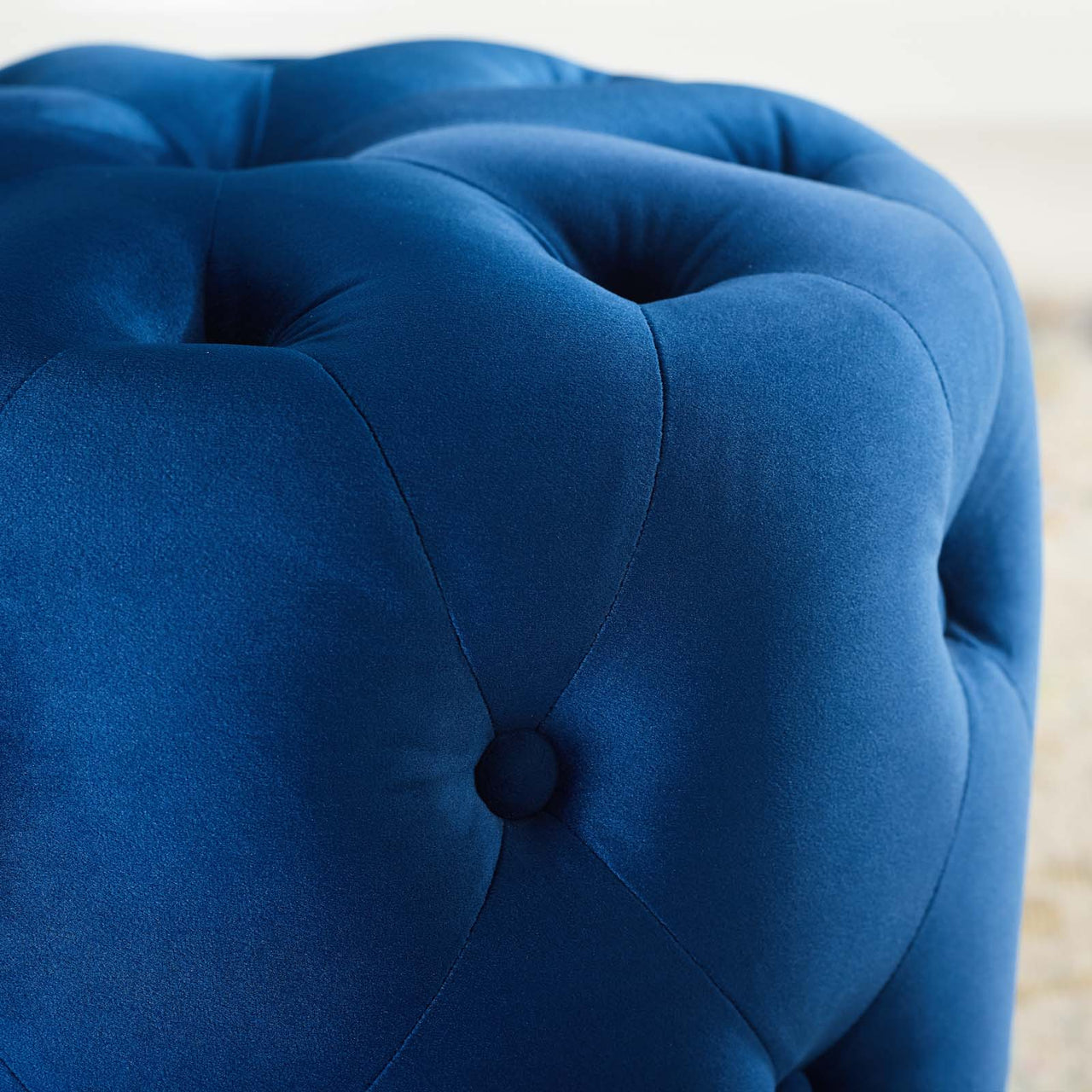 Love Round Velvet Ottoman, Small, Navy