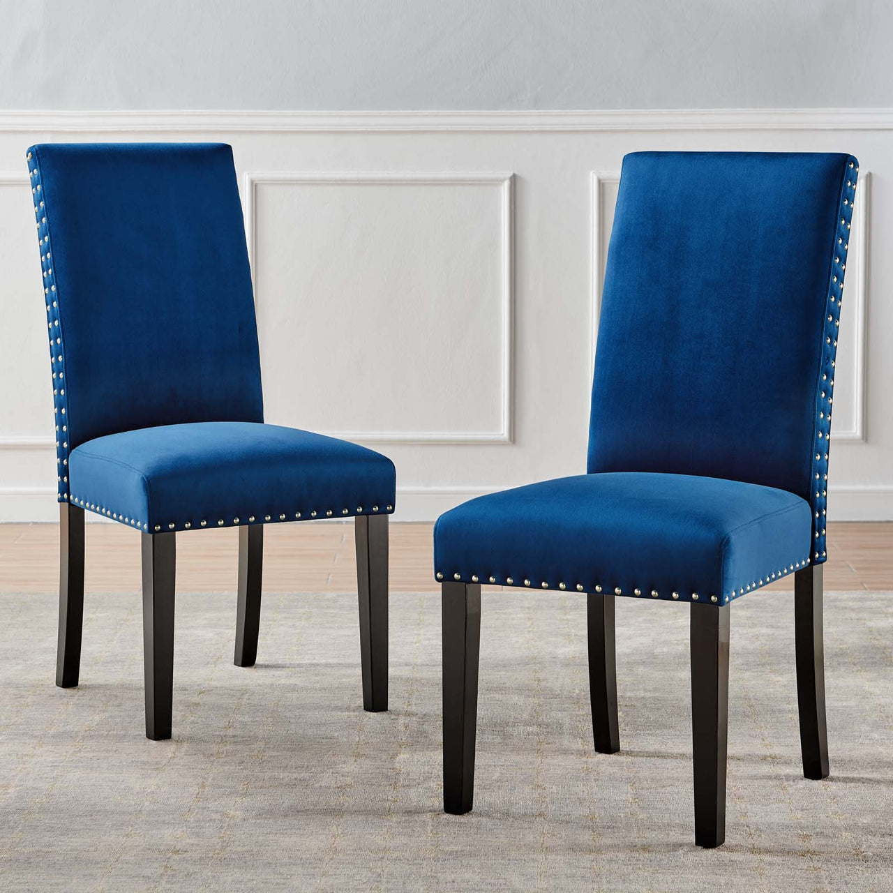 Minimalista Velvet Dining Chair Set of 2, Navy