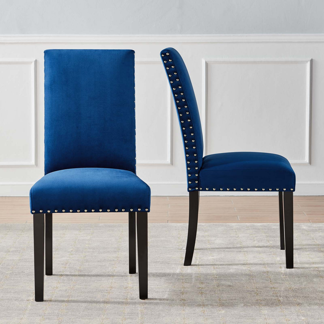 Minimalista Velvet Dining Chair Set of 2, Navy
