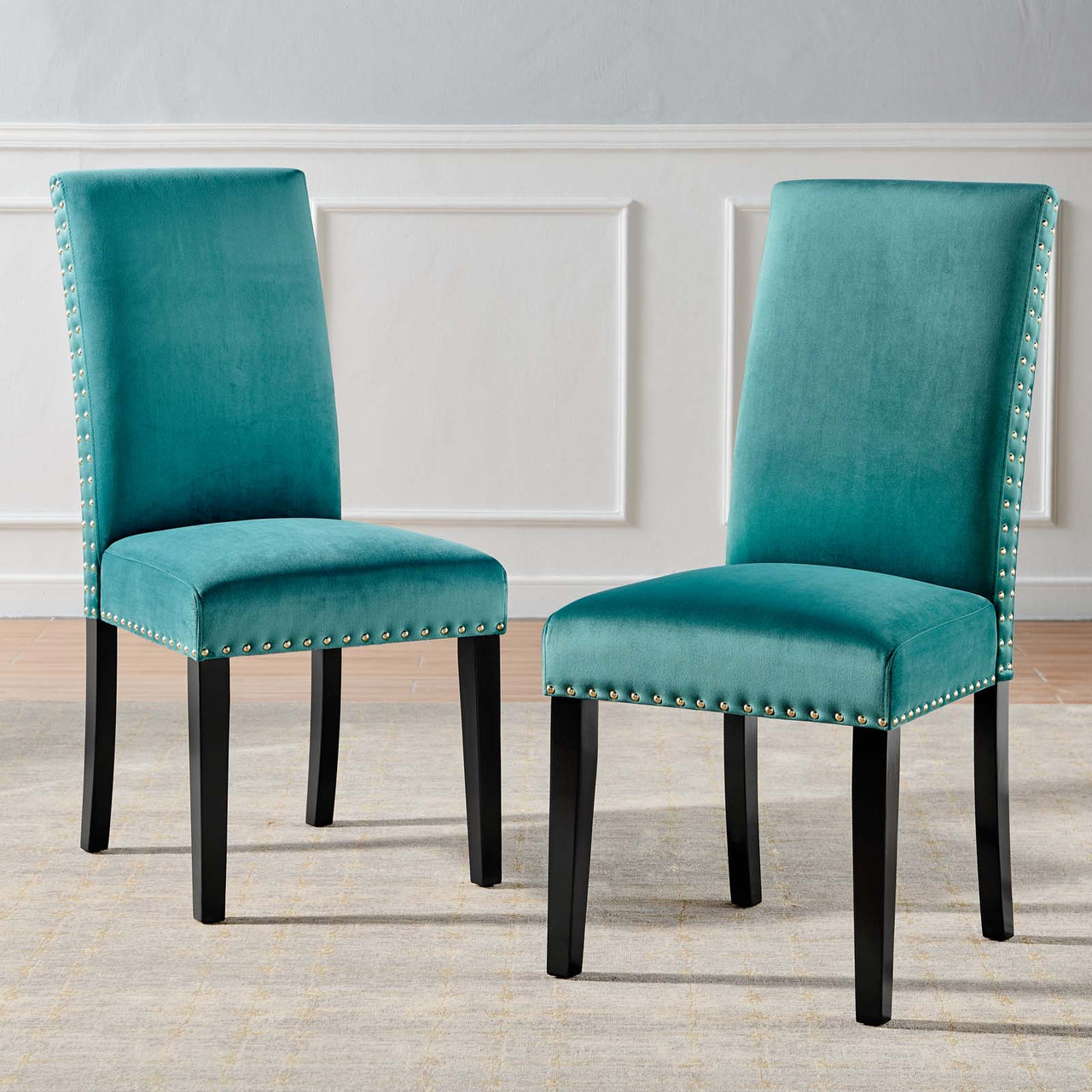 Minimalista Velvet Dining Chair Set of 2, Teal