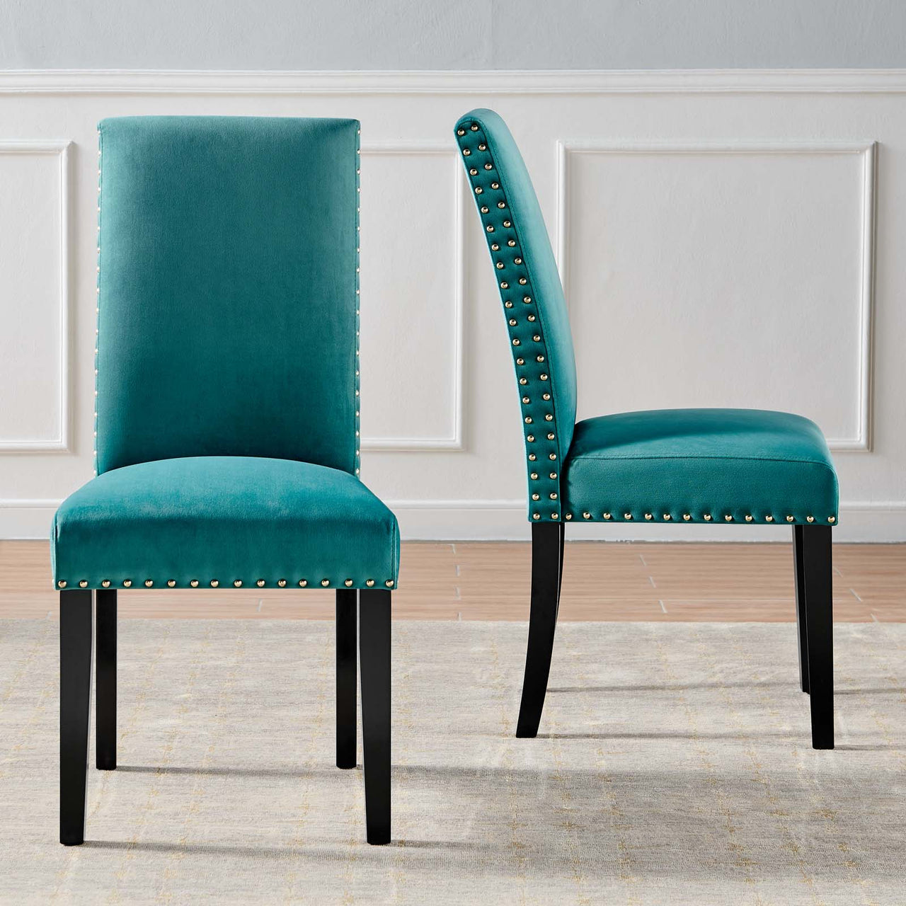 Minimalista Velvet Dining Chair Set of 2, Teal