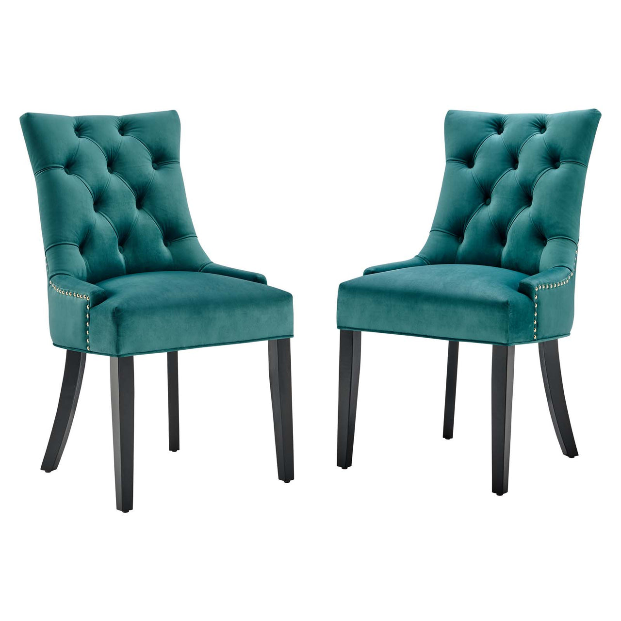 Cavell Velvet Dining Chair Set of 2, Teal