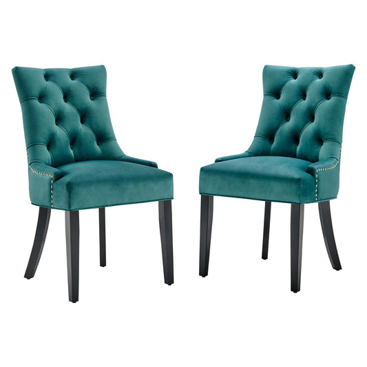 Cavell Velvet Dining Chair Set of 2, Teal