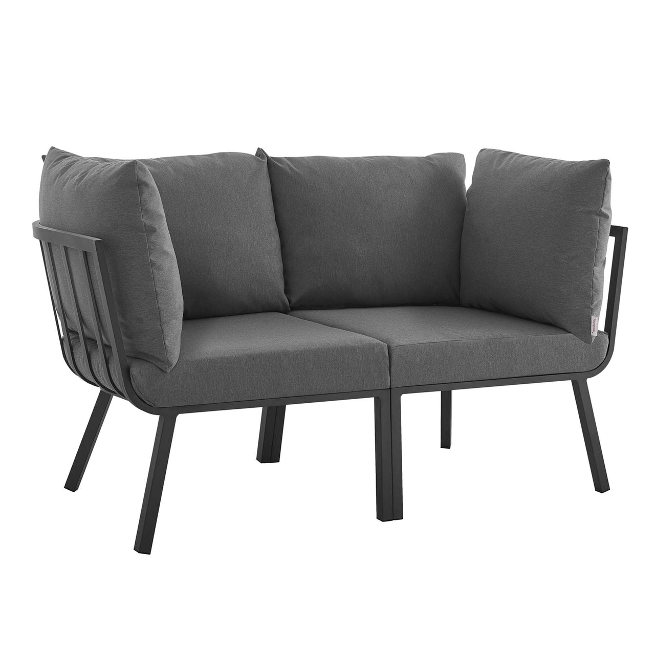 Ocevara 2-Piece Alfresco Loveseat Sectional, Gray & Charcoal