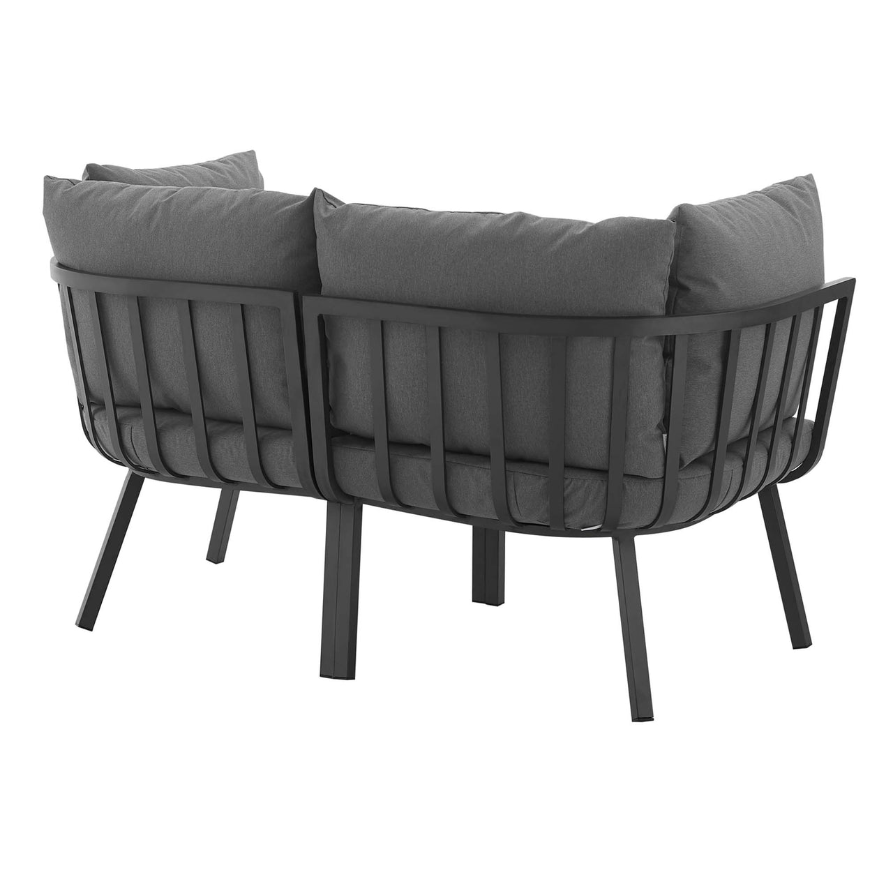 Ocevara 2-Piece Alfresco Loveseat Sectional, Gray & Charcoal