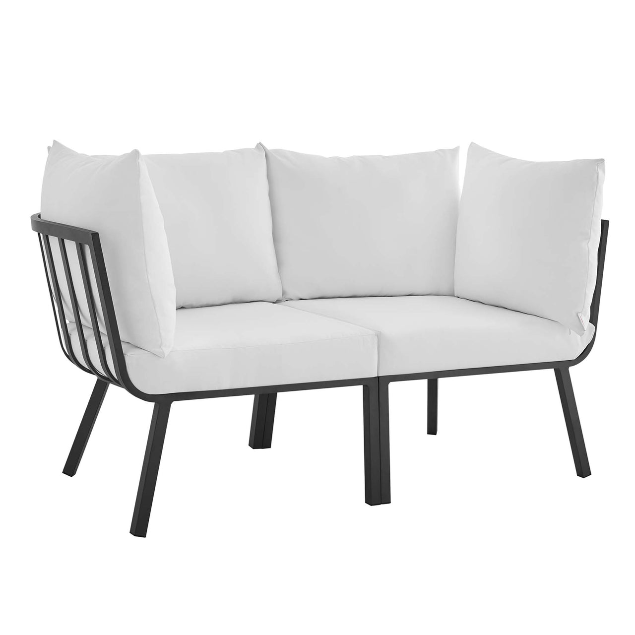Ocevara 2-Piece Alfresco Loveseat Sectional, Gray & White