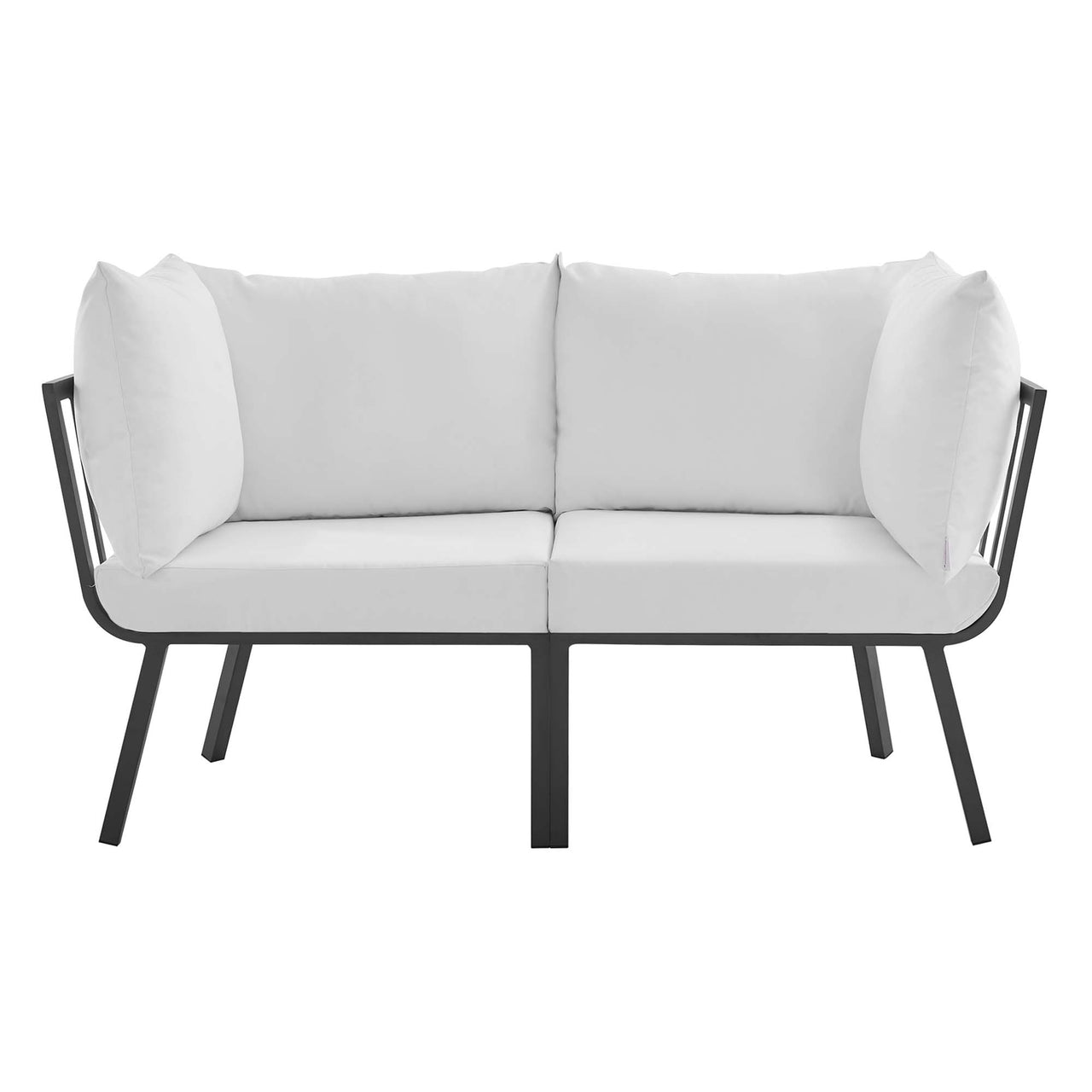 Ocevara 2-Piece Alfresco Loveseat Sectional, Gray & White