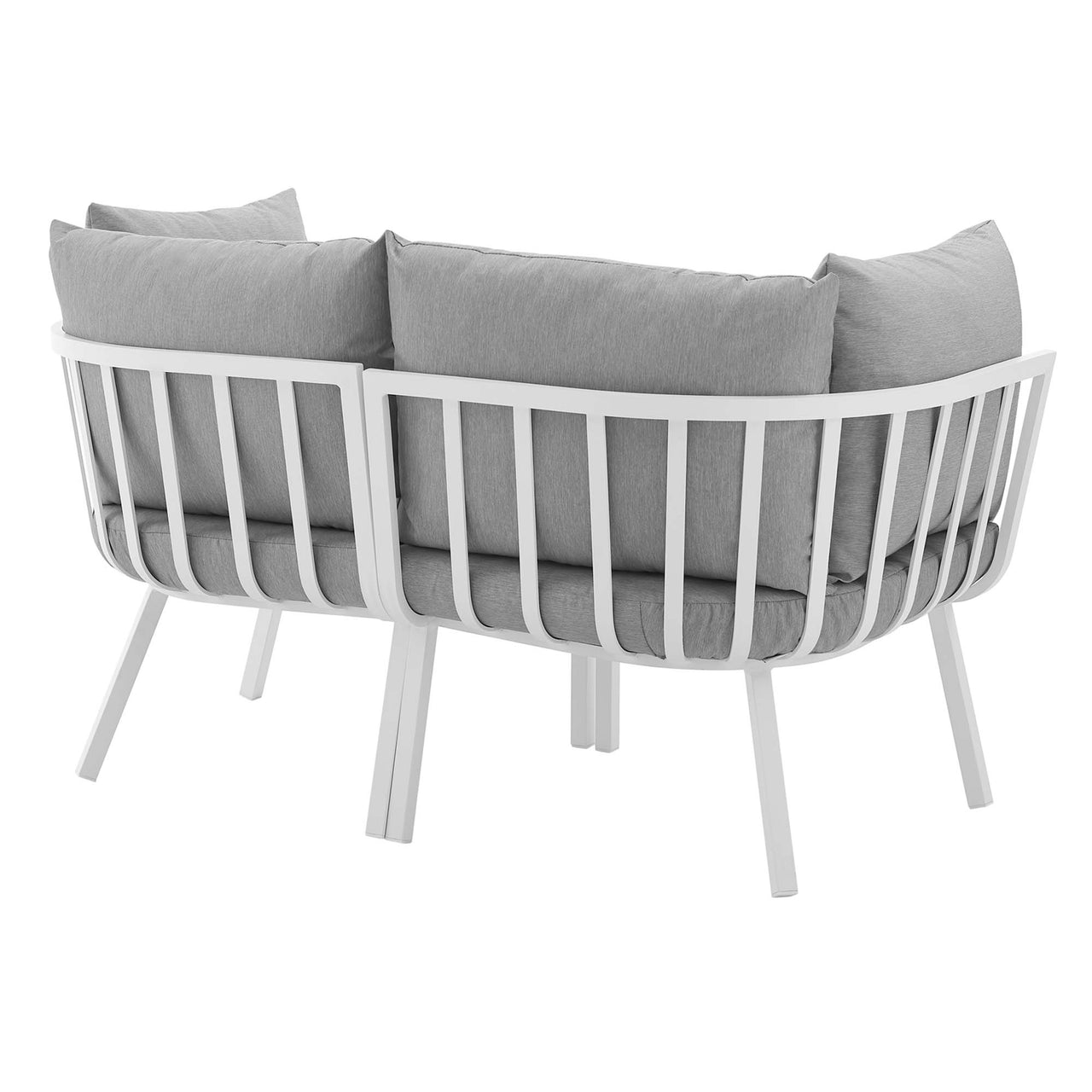 Ocevara 2-Piece Alfresco Loveseat Sectional, White & Gray