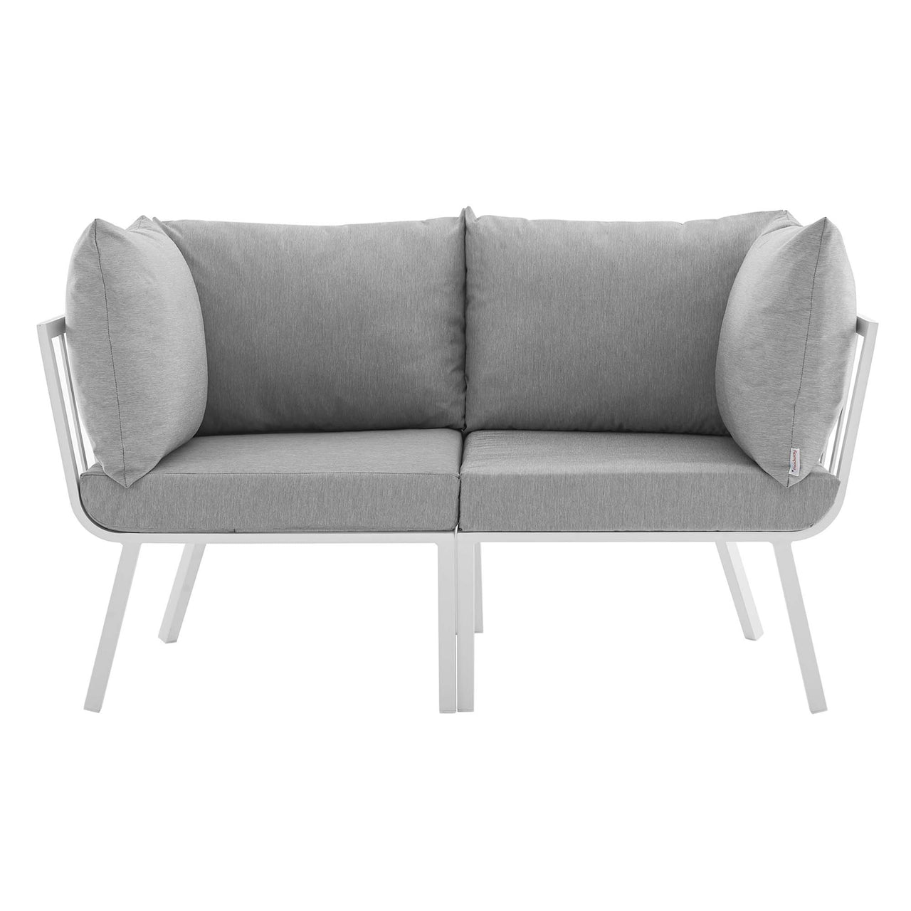 Ocevara 2-Piece Alfresco Loveseat Sectional, White & Gray