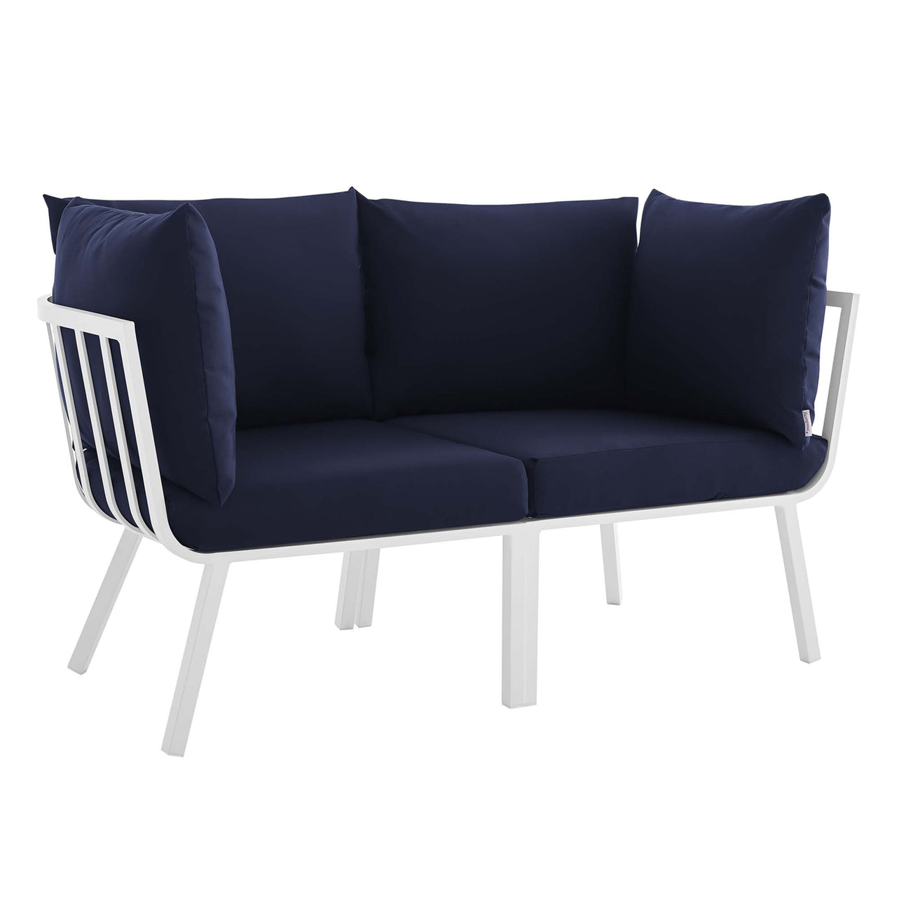 Ocevara 2-Piece Alfresco Loveseat Sectional, White & Navy