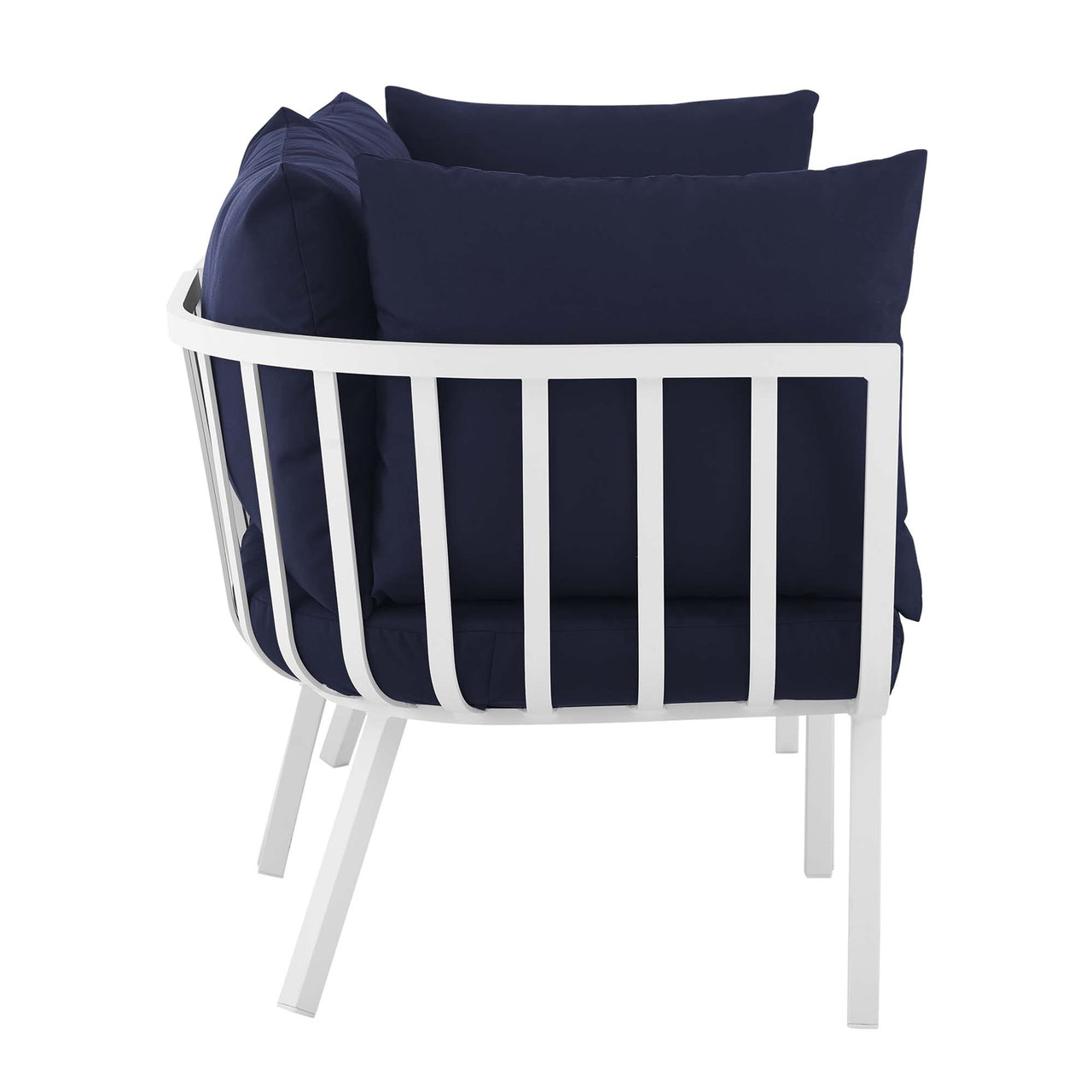 Ocevara 2-Piece Alfresco Loveseat Sectional, White & Navy
