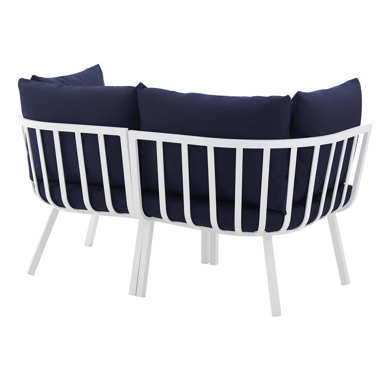 Ocevara 2-Piece Alfresco Loveseat Sectional, White & Navy
