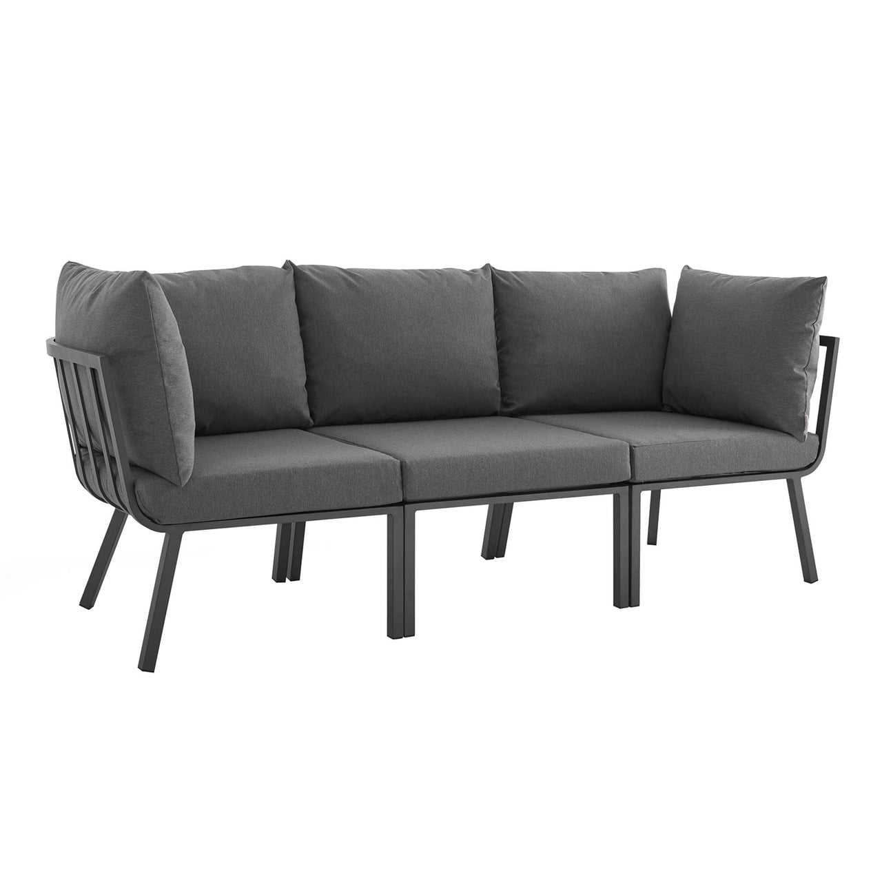 Ocevara 3-Piece Alfresco Sofa Sectional, Gray & Charcoal