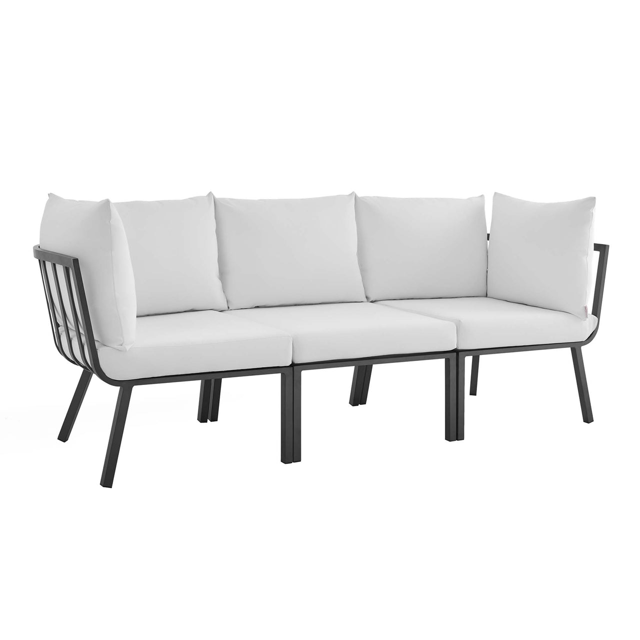 Ocevara 3-Piece Alfresco Sofa Sectional, Gray & White