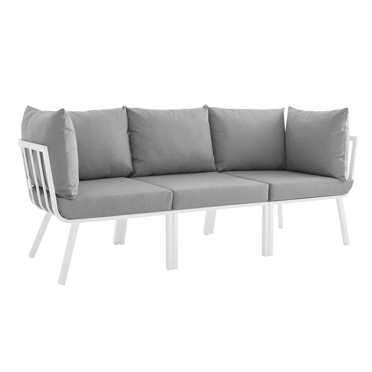 Ocevara 3-Piece Alfresco Sofa Sectional, White & Gray