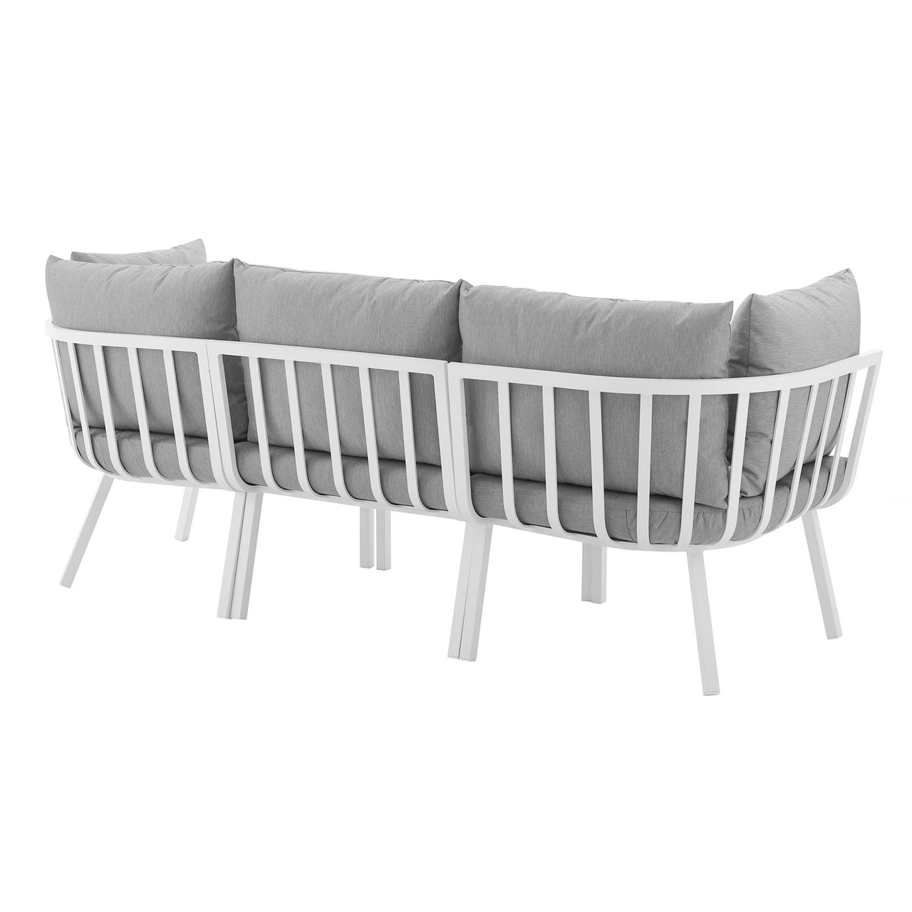 Ocevara 3-Piece Alfresco Sofa Sectional, White & Gray