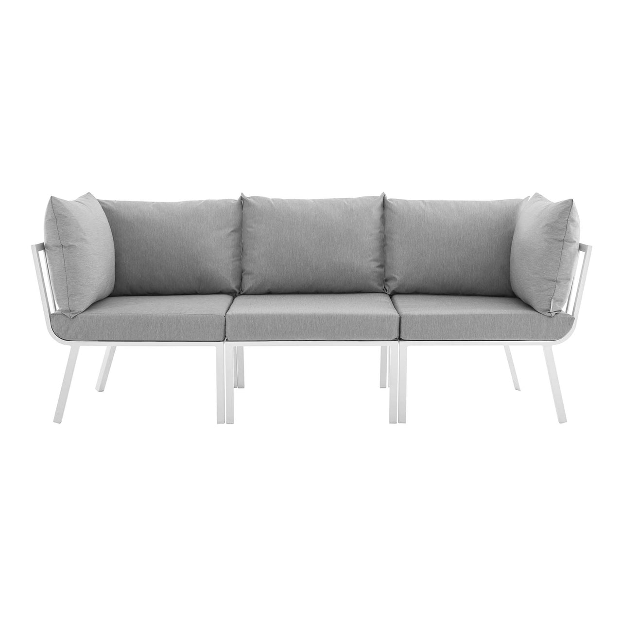 Ocevara 3-Piece Alfresco Sofa Sectional, White & Gray