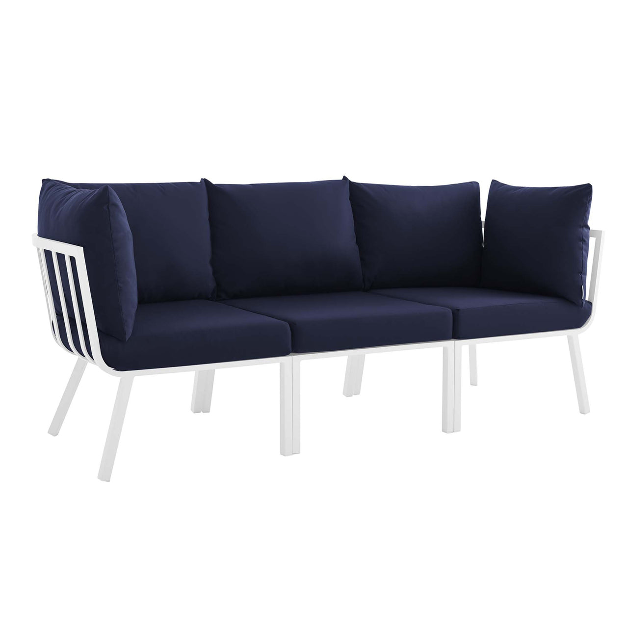 Ocevara 3-Piece Alfresco Sofa Sectional, White & Navy