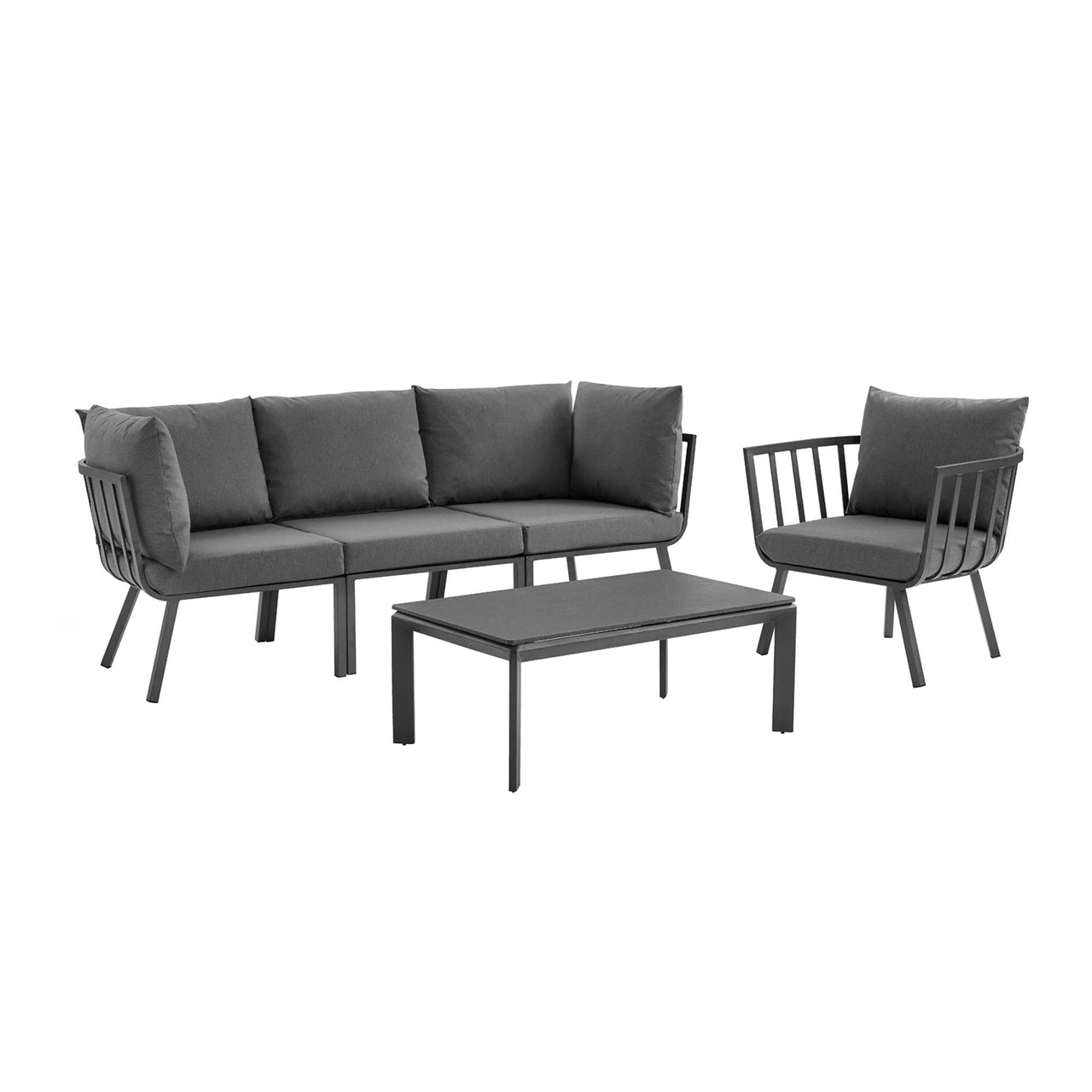 Ocevara 5-Piece Alfresco Lounge Set C , Gray & Charcoal