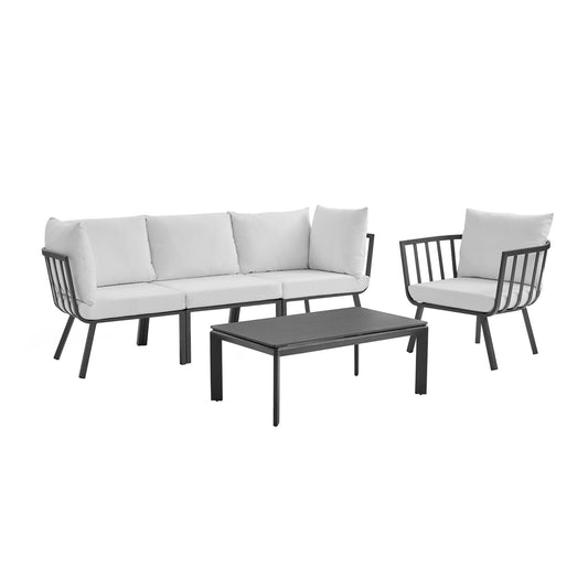 Ocevara 5-Piece Alfresco Lounge Set C , Gray & White