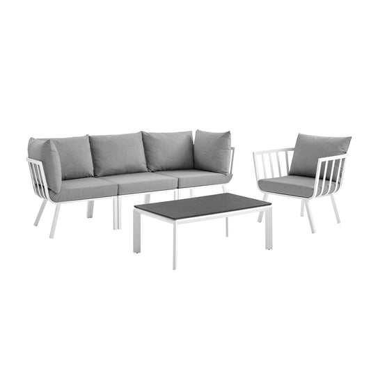 Ocevara 5-Piece Alfresco Lounge Set C , White & Gray