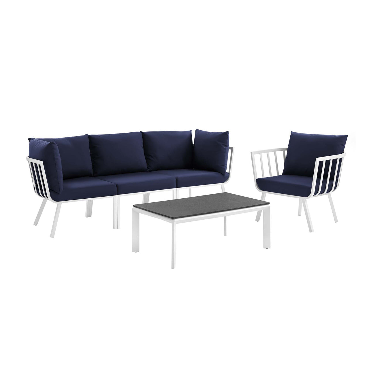 Ocevara 5-Piece Alfresco Lounge Set C , White & Navy