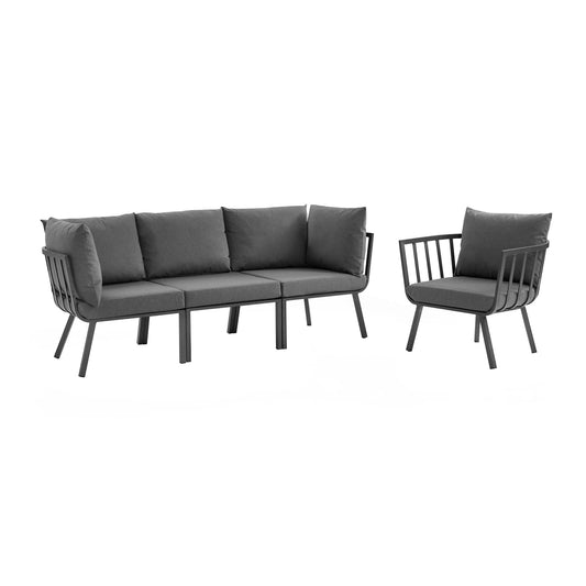 Ocevara 4-Piece Alfresco Lounge Set A, Gray & Charcoal