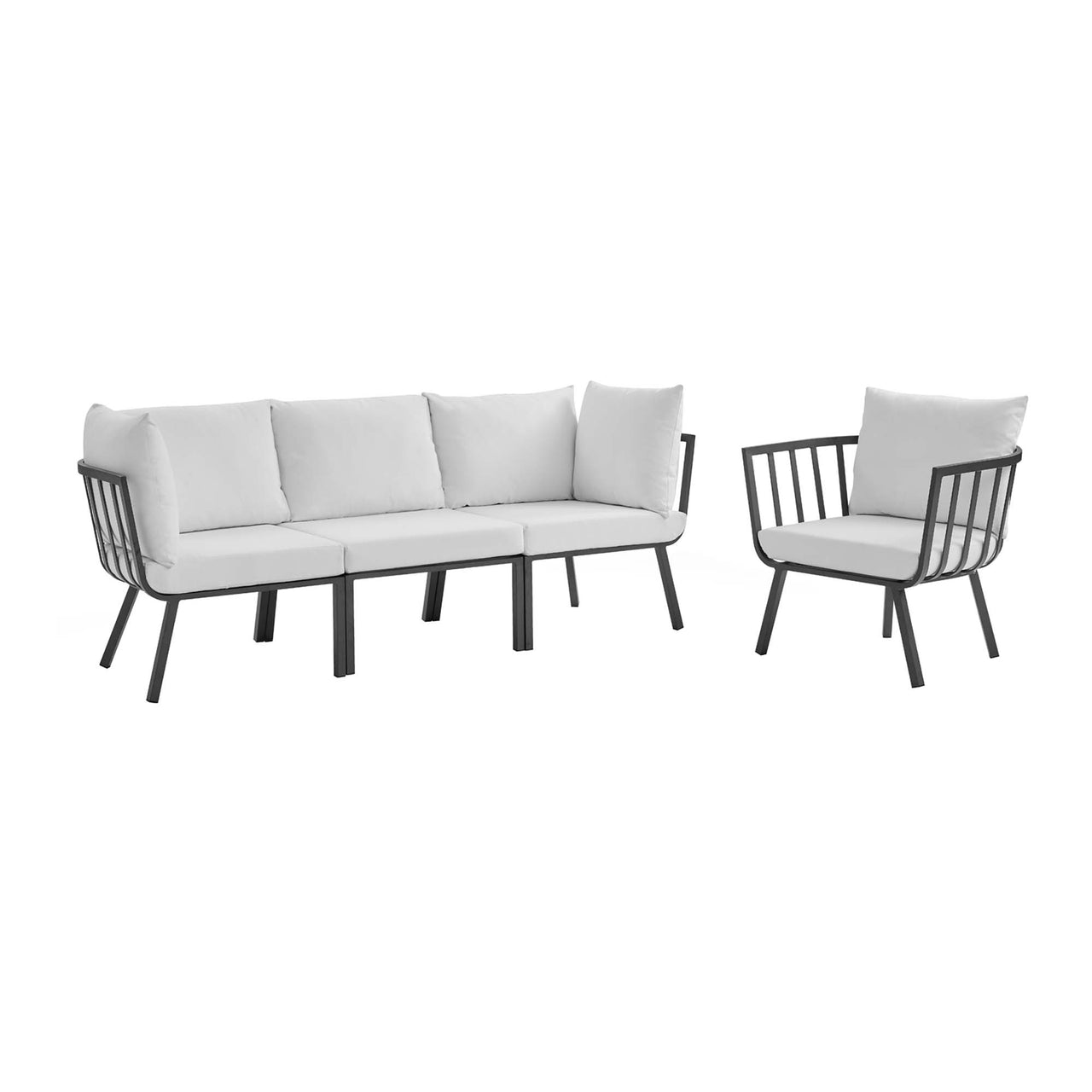 Ocevara 4-Piece Alfresco Lounge Set A, Gray & White