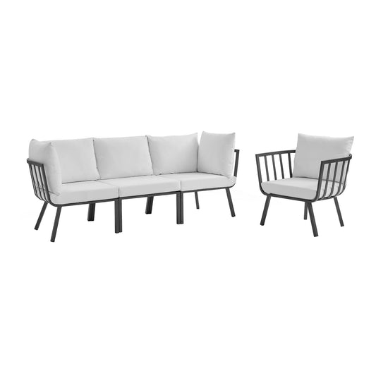 Ocevara 4-Piece Alfresco Lounge Set A, Gray & White