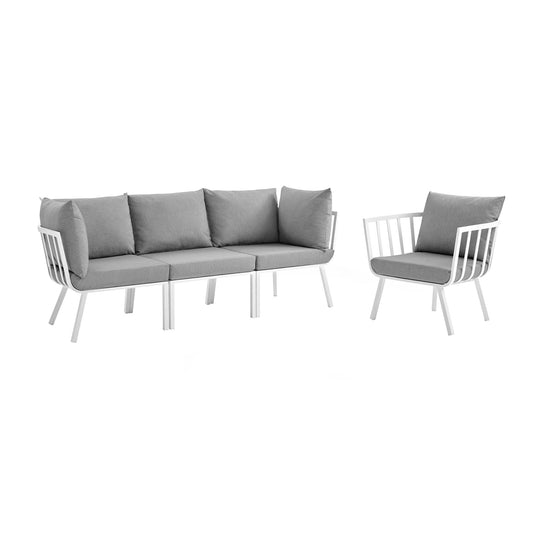 Ocevara 4-Piece Alfresco Lounge Set A, White & Gray