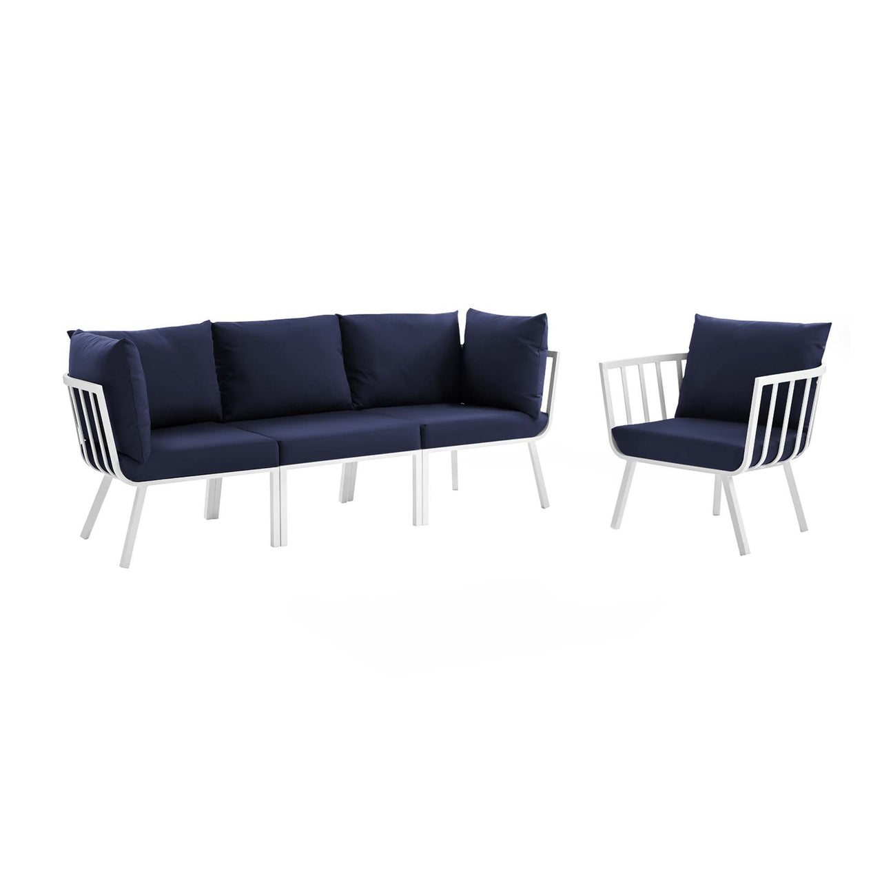Ocevara 4-Piece Alfresco Lounge Set A, White & Navy
