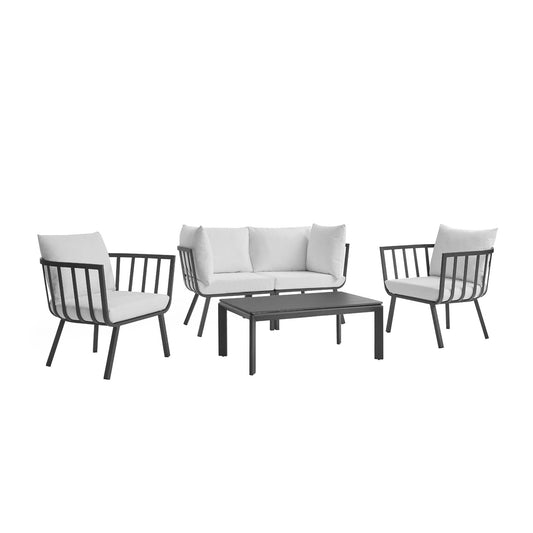 Ocevara 5-Piece Alfresco Lounge Set D , Gray & White