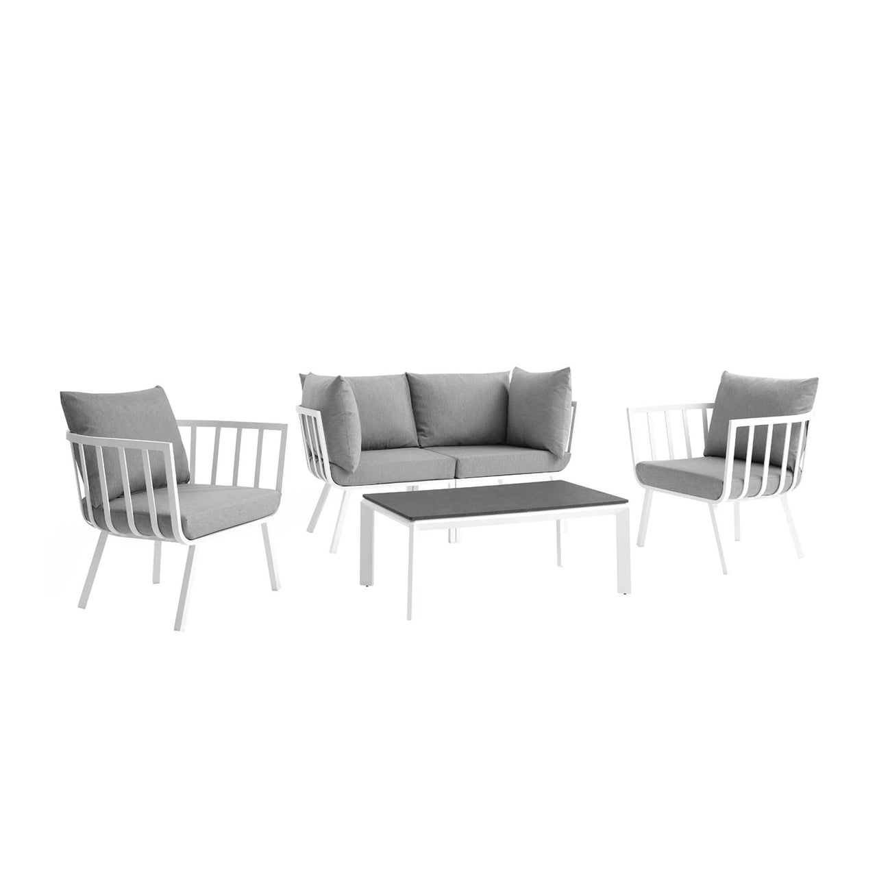 Ocevara 5-Piece Alfresco Lounge Set D , White & Gray