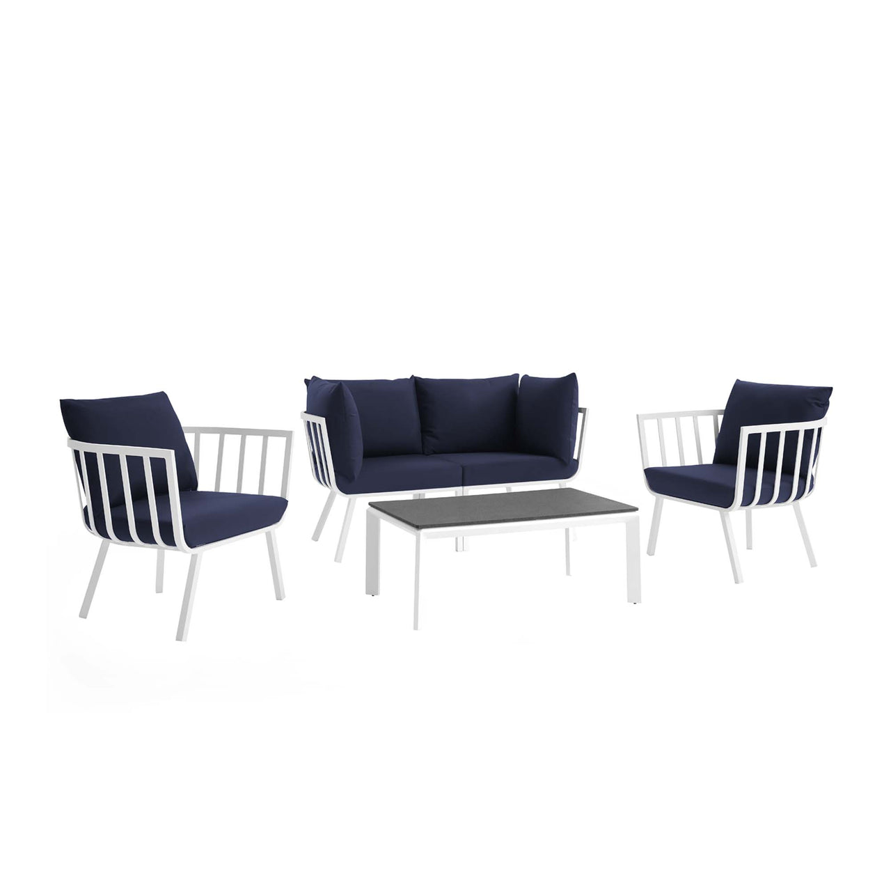 Ocevara 5-Piece Alfresco Lounge Set D , White & Navy