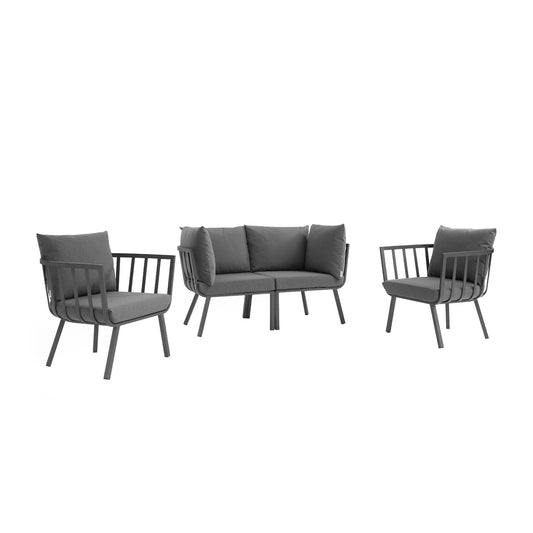 Ocevara 4-Piece Alfresco Lounge Set B, Gray & Charcoal
