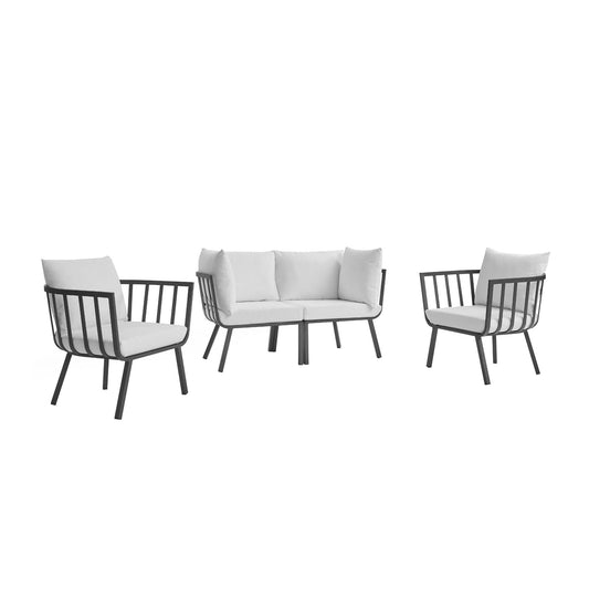 Ocevara 4-Piece Alfresco Lounge Set B, Gray & White