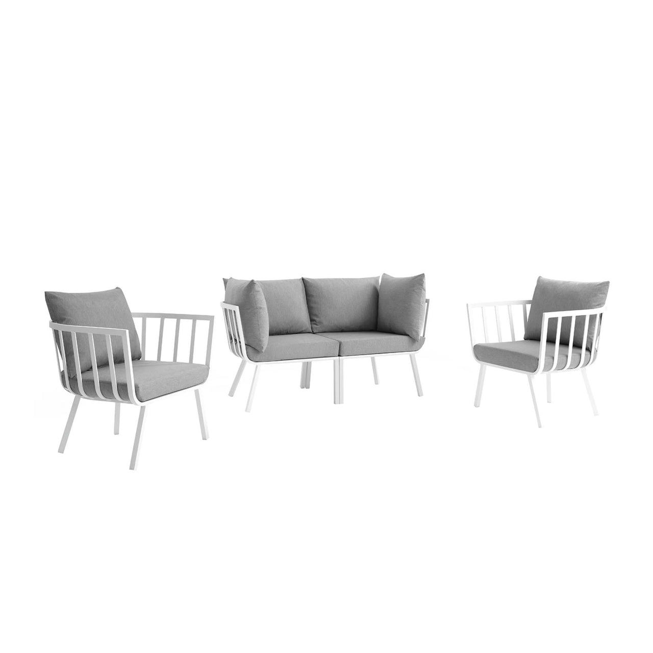 Ocevara 4-Piece Alfresco Lounge Set B, White & Gray