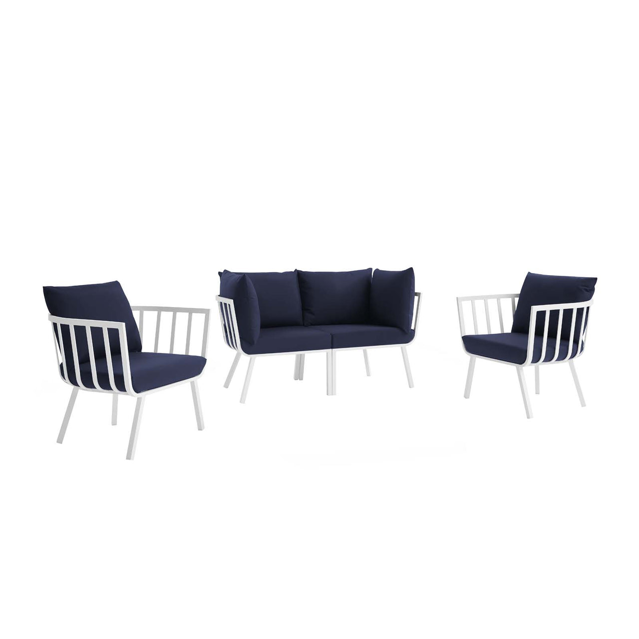 Ocevara 4-Piece Alfresco Lounge Set B, White & Navy