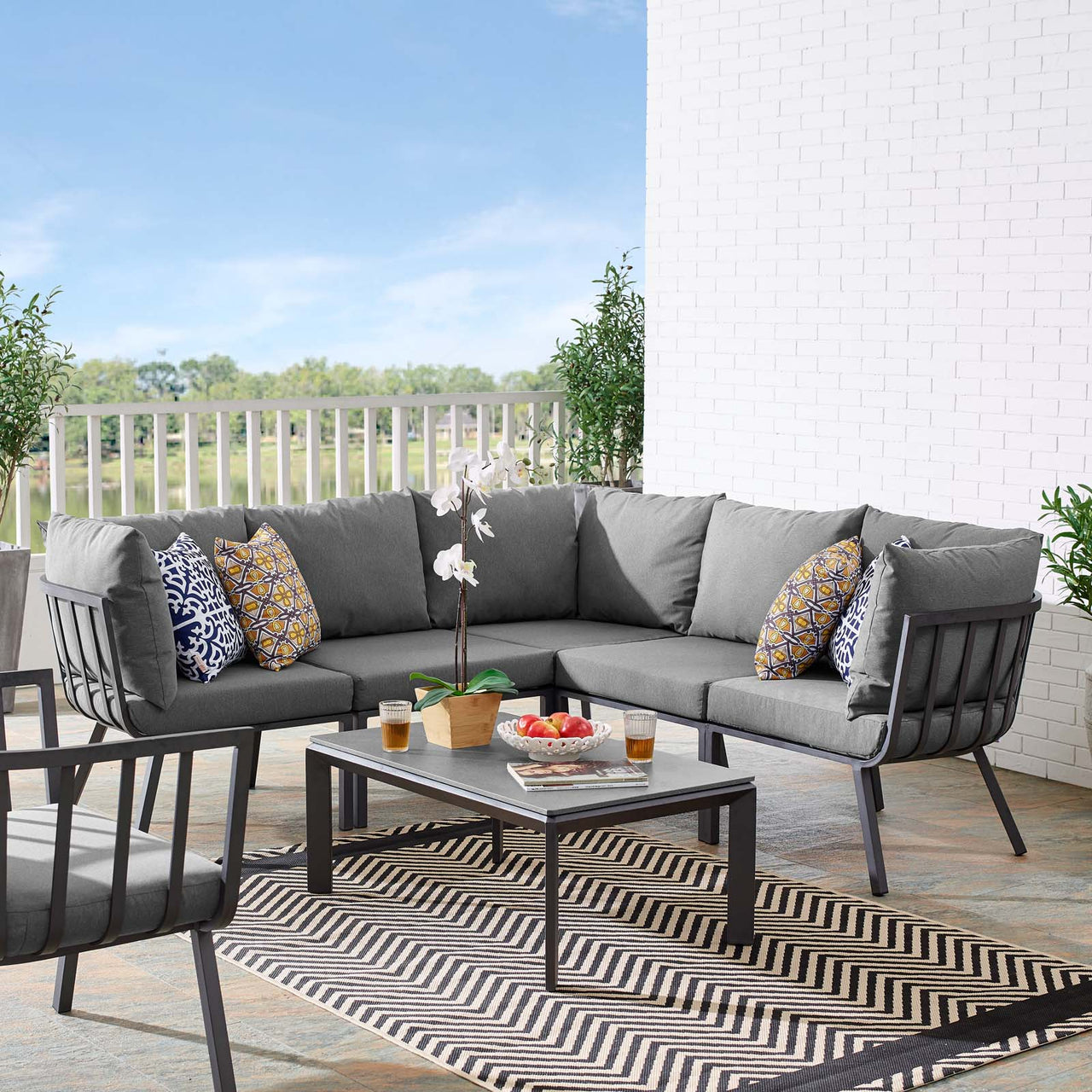 Ocevara 6-Piece Alfresco Lounge Set B, Gray & Charcoal