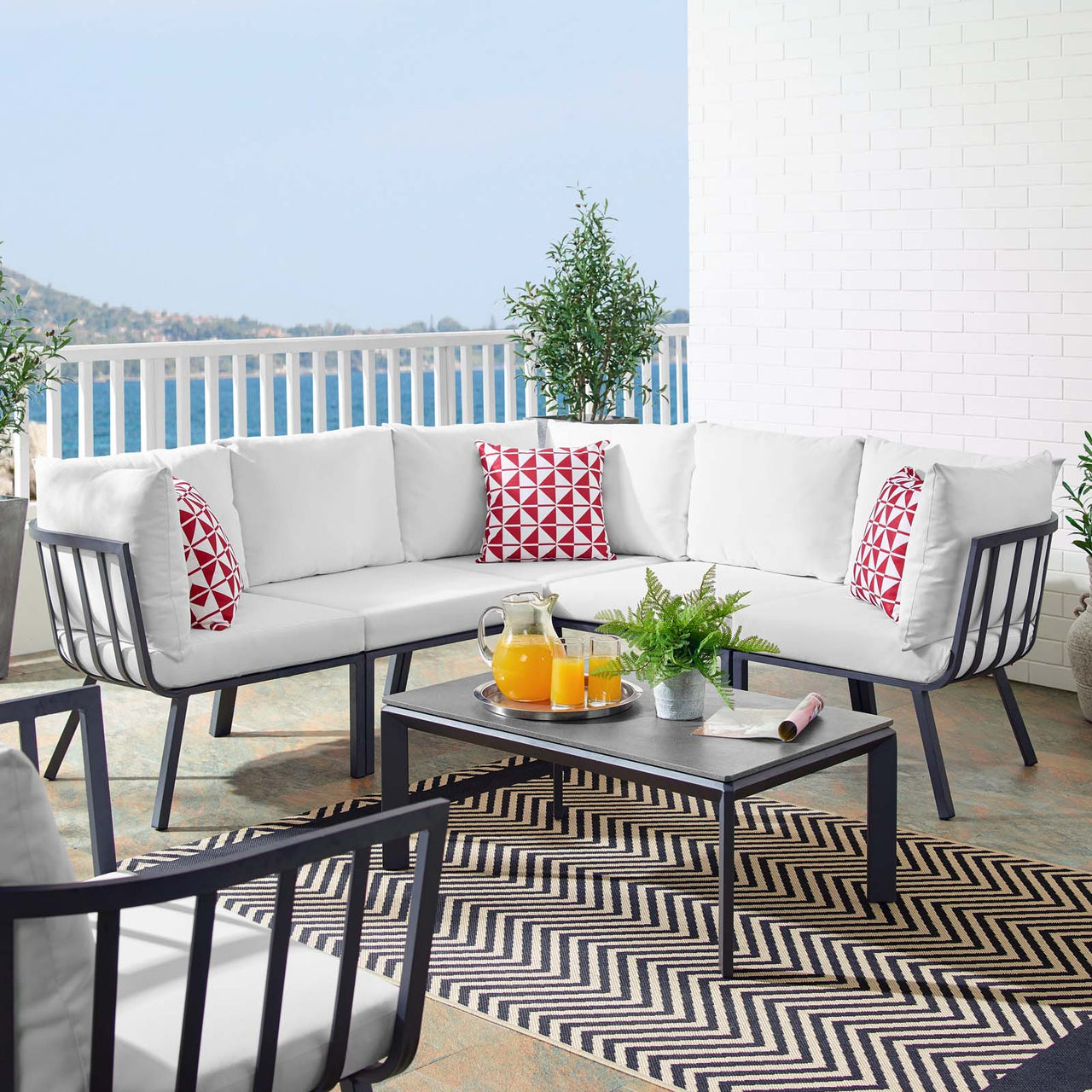 Ocevara 6-Piece Alfresco Lounge Set B, Gray & White