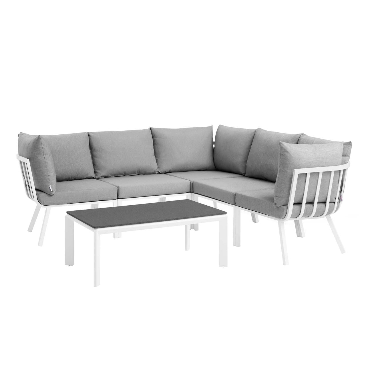 Ocevara 6-Piece Alfresco Lounge Set B, White & Gray