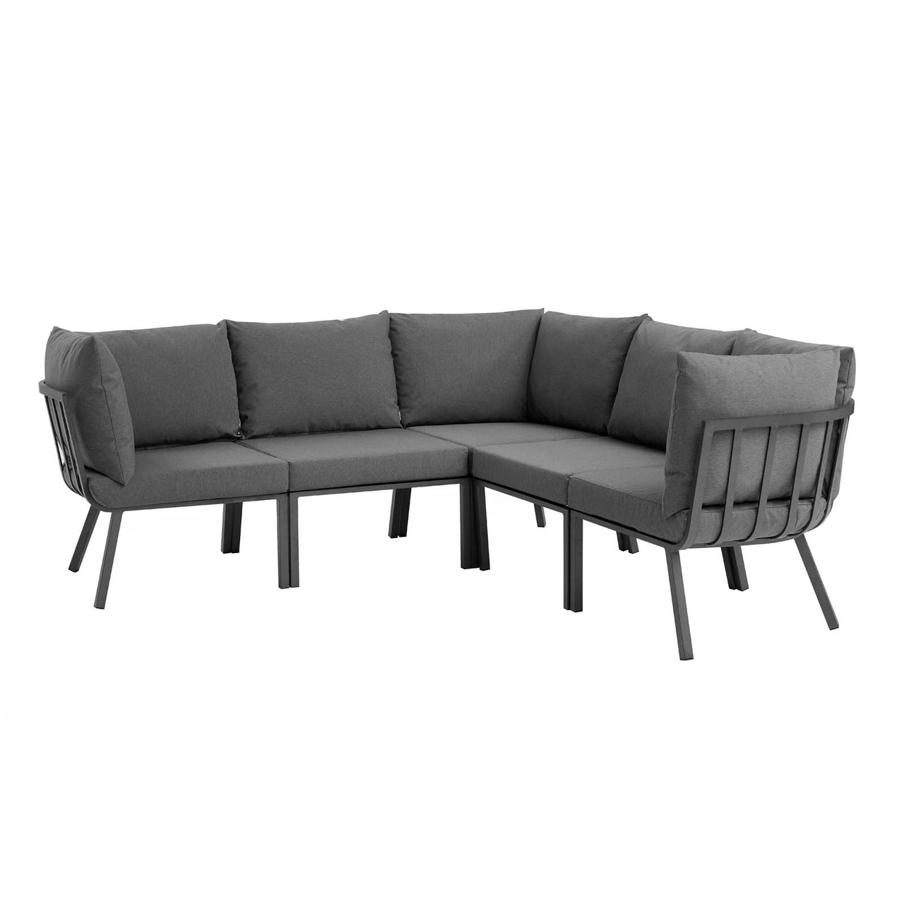 Ocevara 5-Piece Alfresco Sectional, Gray & Charcoal